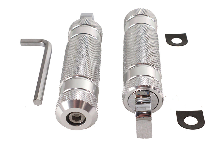 Silver Knurled Four Grooved Footpeg Set