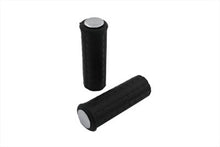 Load image into Gallery viewer, Black Waffle Handlebar Grip Set with Chrome Plugs