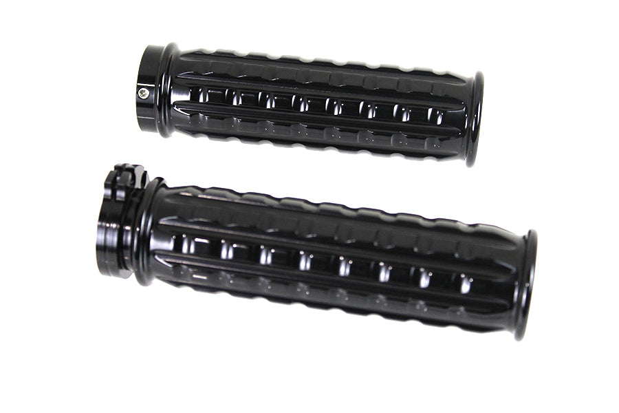 Black Grained Style Handlebar Grip Set