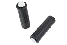 Load image into Gallery viewer, Replica Black Waffle Handlebar Grip Set with Chrome Plugs