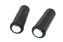 Load image into Gallery viewer, Replica Black Waffle Handlebar Grip Set with Chrome Plugs