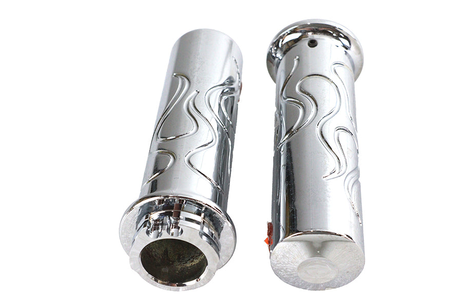 Billet Flanged Flame Style Grip Set