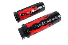 Load image into Gallery viewer, Red Flame Style Grip Set with Black Ends