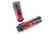 Load image into Gallery viewer, Red Flame Style Grip Set with Black Ends