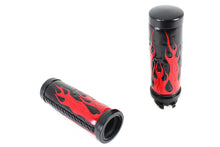 Load image into Gallery viewer, Red Flame Style Grip Set with Black Ends