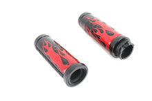 Load image into Gallery viewer, Red Flame Style Grip Set with Black Ends