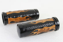 Load image into Gallery viewer, Amber Flame Style Throttle By Wire Grip Set with Black Ends