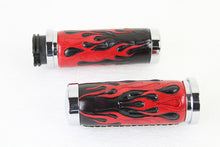 Load image into Gallery viewer, Red Flame Style Grip Set with Chrome Ends