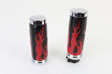 Load image into Gallery viewer, Red Flame Style Grip Set with Chrome Ends