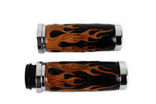 Load image into Gallery viewer, Amber Flame Style Throttle By Wire Grip Set with Chrome Ends