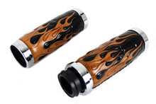 Load image into Gallery viewer, Amber Flame Style Throttle By Wire Grip Set with Chrome Ends