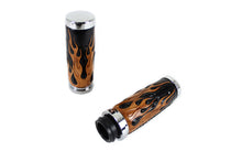 Load image into Gallery viewer, Amber Flame Style Throttle By Wire Grip Set with Chrome Ends