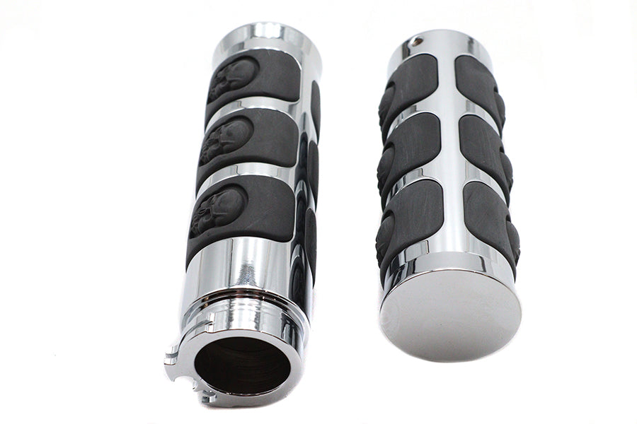 Chrome Band Style Skull Grip Set