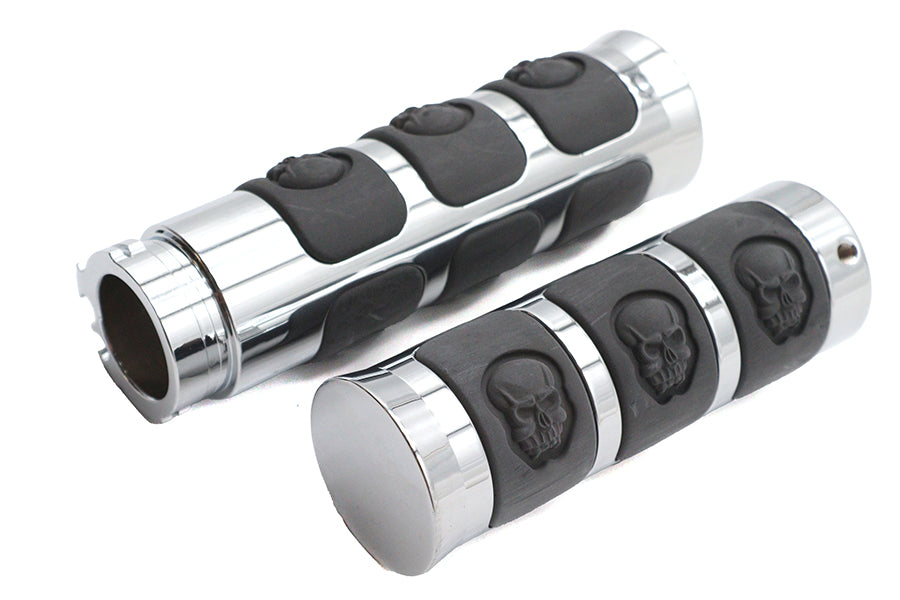 Chrome Band Style Skull Grip Set