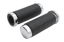 Load image into Gallery viewer, Black Leather Grip Set with Smooth End Caps