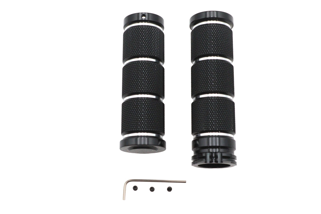Billet Black Knurled Grip Set