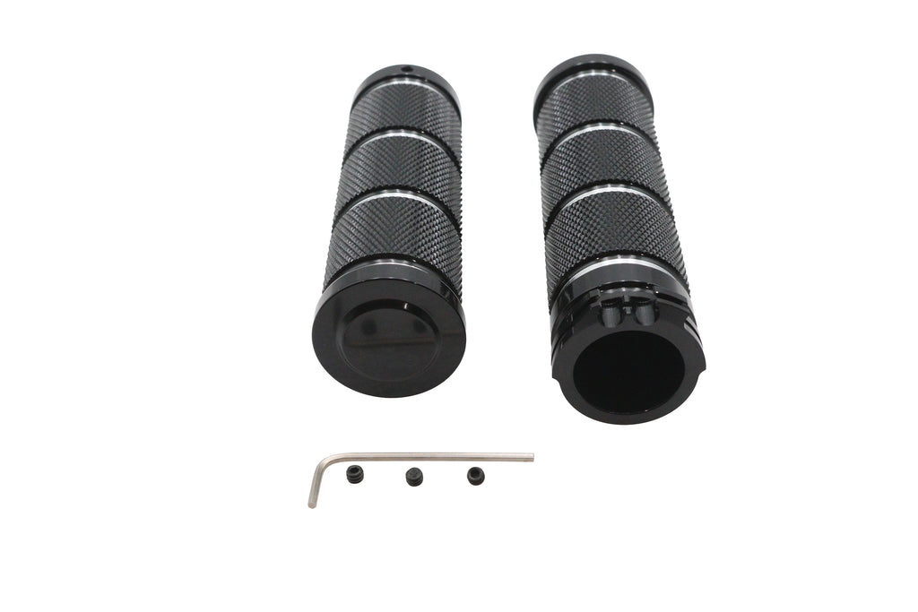 Billet Black Knurled Grip Set