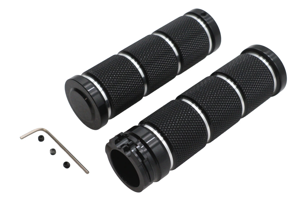 Billet Black Knurled Grip Set