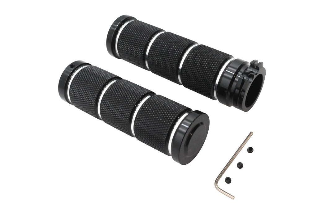 Billet Black Knurled Grip Set