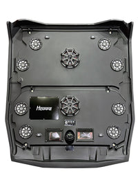 HOPPE stereo top 8 speakers with 2 subwoofers, black finish, showcasing the sleek audio system design and speaker grille details.