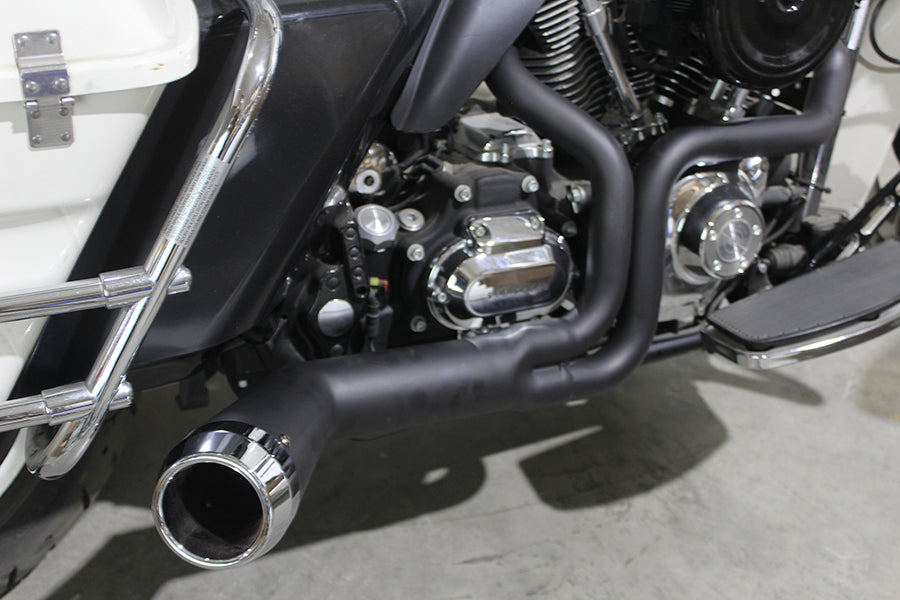 FLT Offset Megaphone 2:1 1-3/4 inch  Exhaust Black with Chro