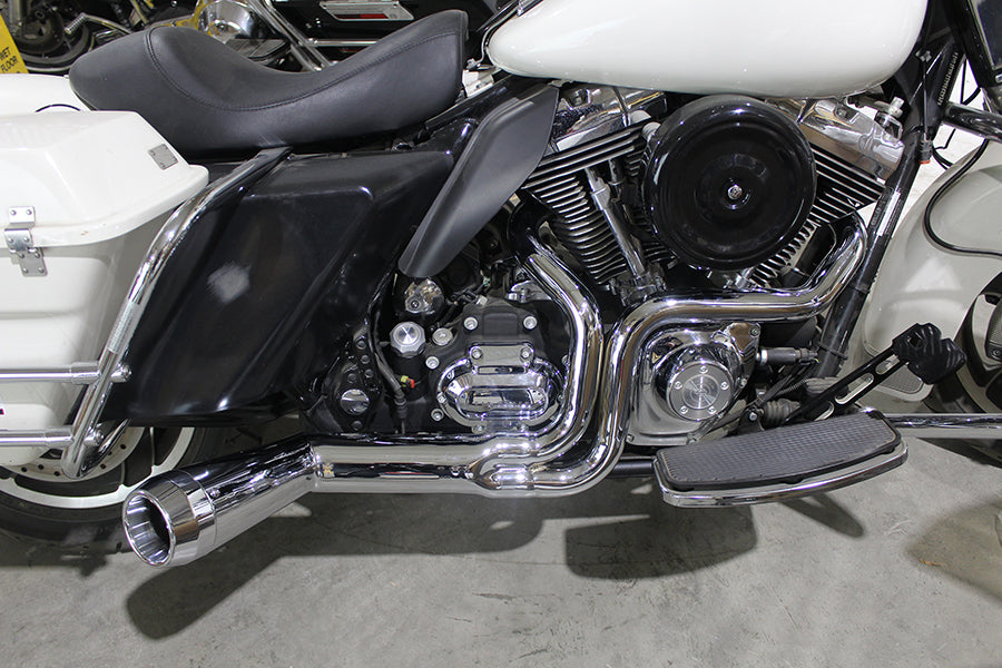 FLT Offset Megaphone 2:1 1-3/4 inch Exhaust Chrome with Chro