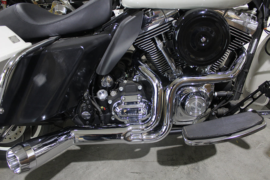 FLT Offset Megaphone 2:1 1-3/4 inch Exhaust Chrome with Chro