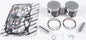 WISECO Std Bore Top End Piston Kit with metal pistons and rings for motorcycle engine repair, shown in the image.
