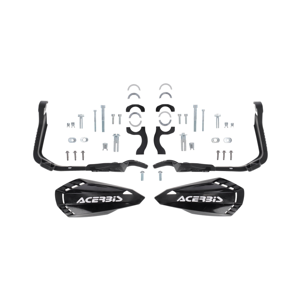 ACERBIS Firstmoto handguards for mini motorcycles, durable black plastic with mounting hardware, designed to protect handlebars.
