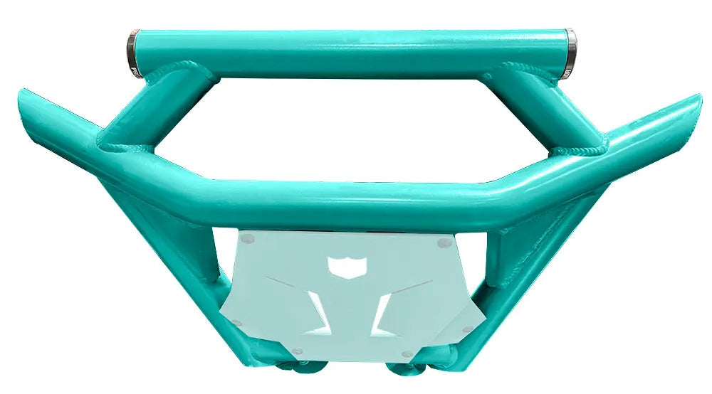 PRO ARMOR front bumper for Pro R, radiant green body armor with a rugged design, visible mounting points, and durable construction.