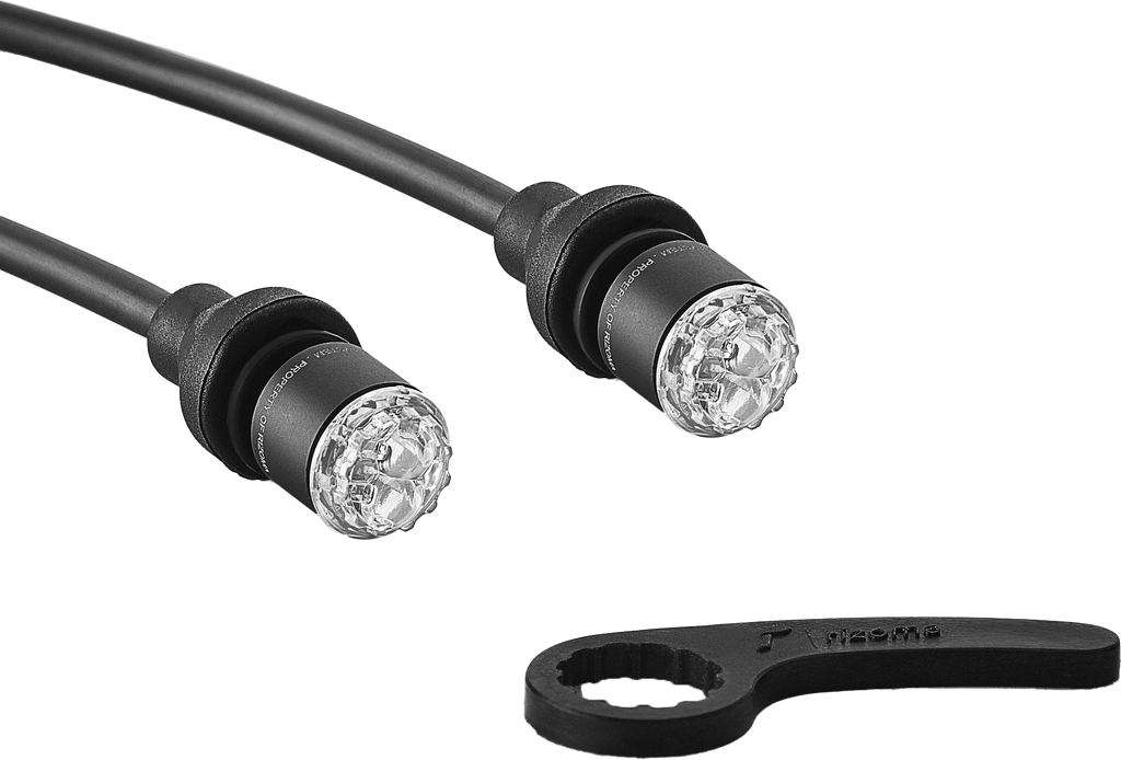 Pair of RIZOMA Ts Tail and Brake Light Units in matte black, motorcycle illumination lights with sleek, modern design.