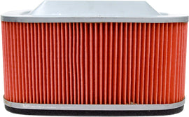 EMGO air filter for motorcycles, rectangular shape with pleated filter media and plastic frame, designed for engine air intake.