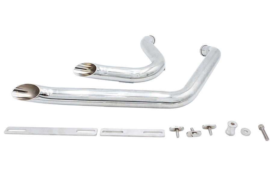 Stacked Short Goose Style Drag Pipe Set Chrome