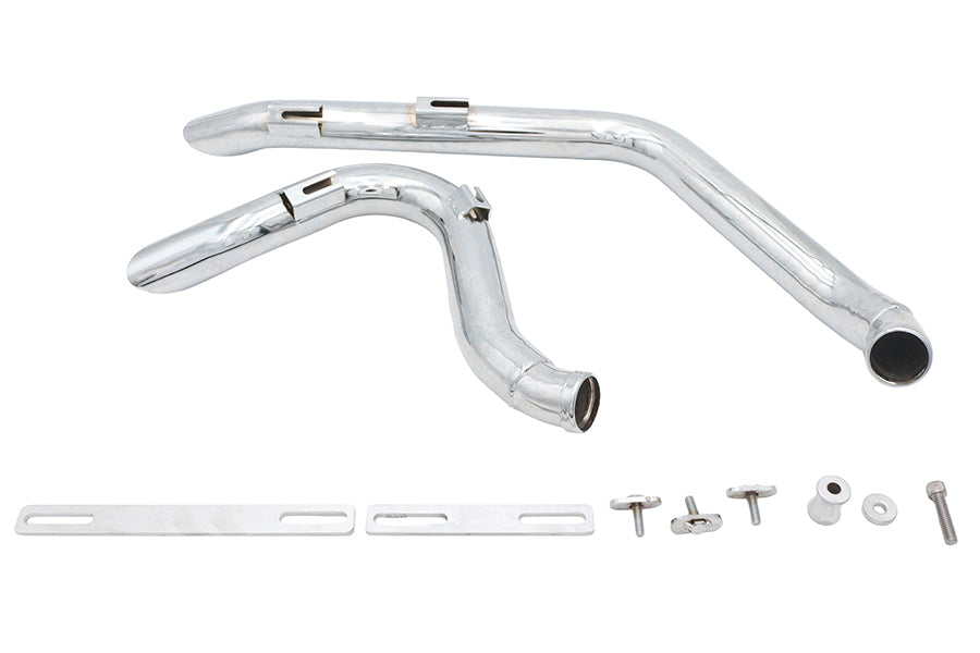 Stacked Short Goose Style Drag Pipe Set Chrome