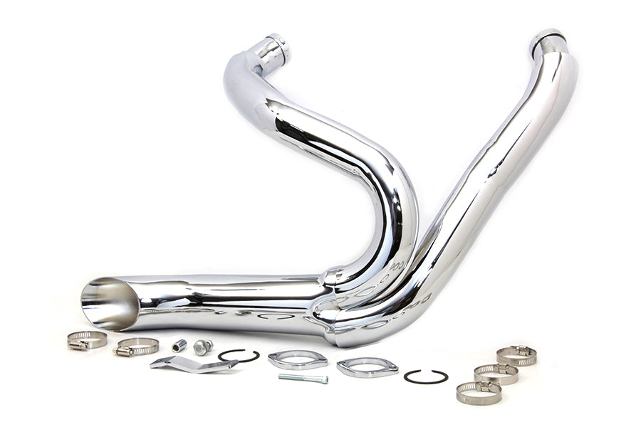 Chrome Wyatt Gatling 2 into 1 Exhaust Pipe Header Kit