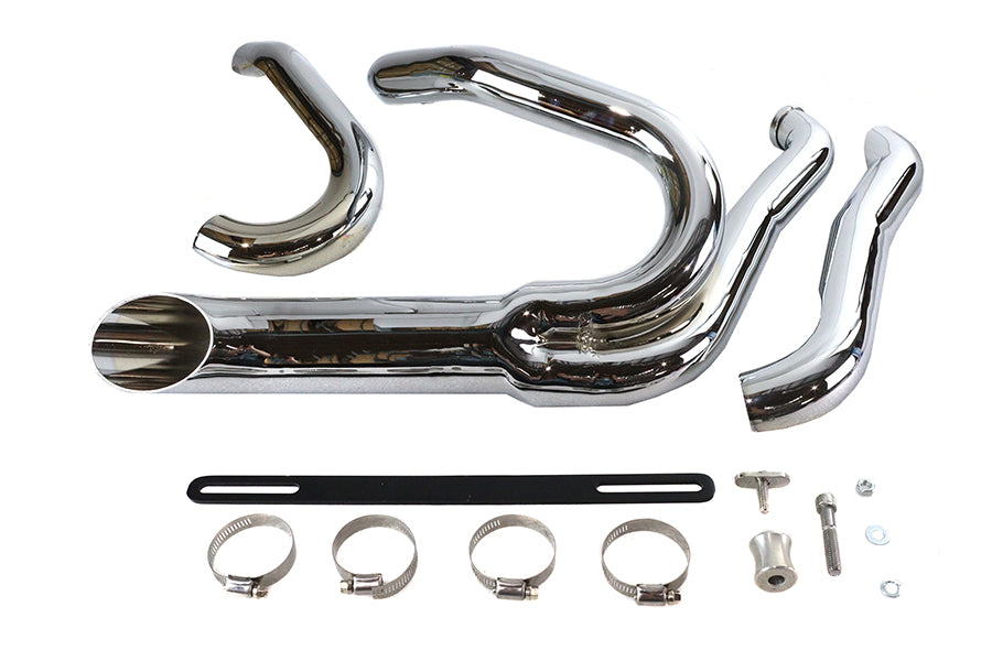 Chrome Wyatt Gatling 2 into 1 Exhaust Pipe Header Kit