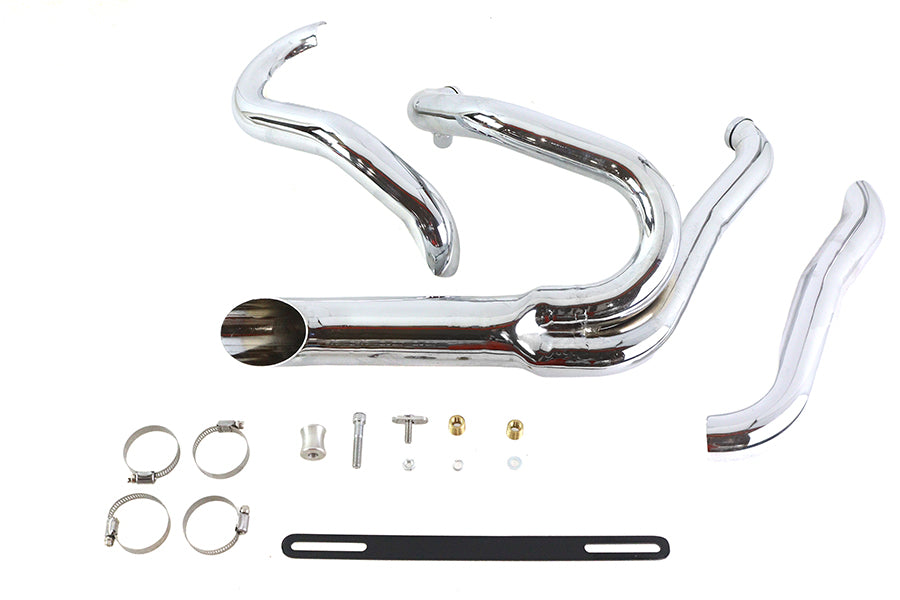 Chrome Wyatt Gatling 2 into 1 Exhaust Pipe Header Kit