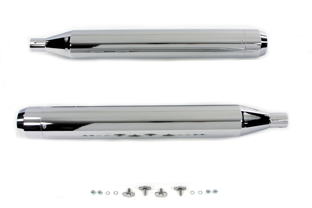 4 inch Muffler Set with Chrome Long Type Tapered End Tips