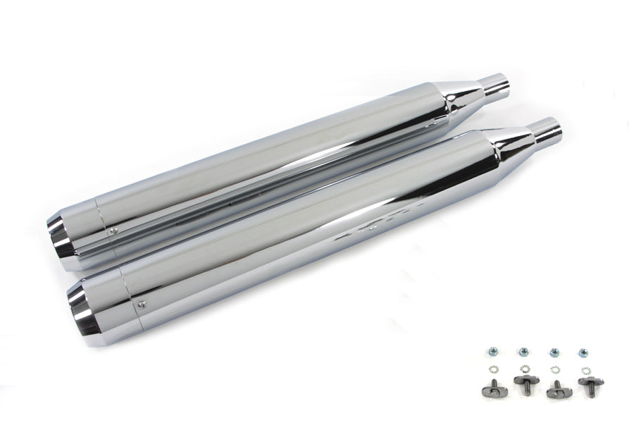 4 inch Muffler Set with Chrome Long Type Tapered End Tips