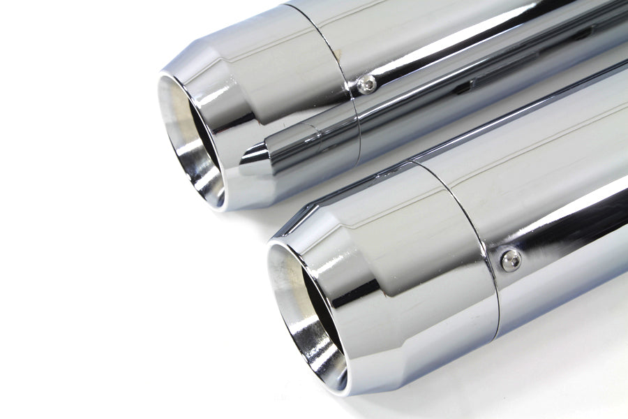4 inch Muffler Set with Chrome Long Type Tapered End Tips