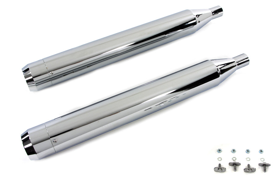 4 inch Muffler Set with Chrome Long Type Tapered End Tips