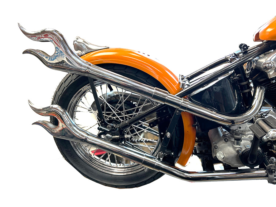 31 inch Straight Flame Exhaust Pipe Extension Set Chrome
