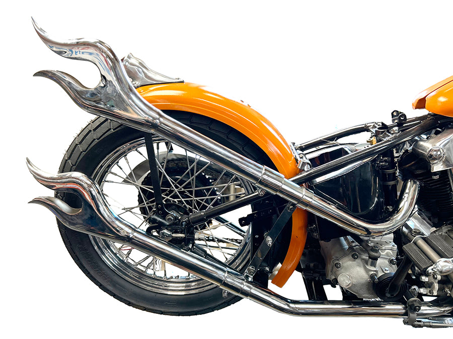31 inch Straight Flame Exhaust Pipe Extension Set Chrome