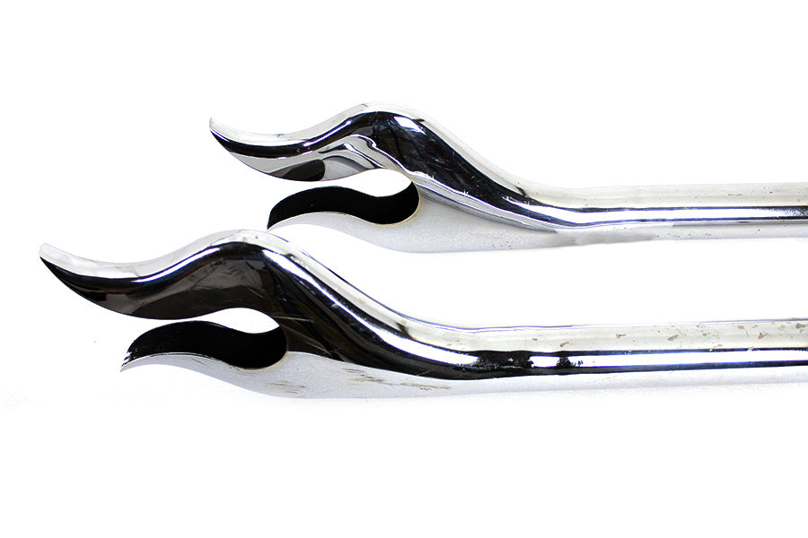 31 inch Straight Flame Exhaust Pipe Extension Set Chrome