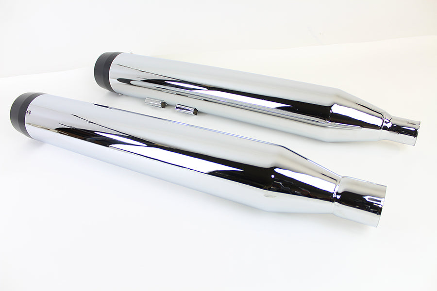 32 inch Chrome Muffler Set with Black Tapered End Tips