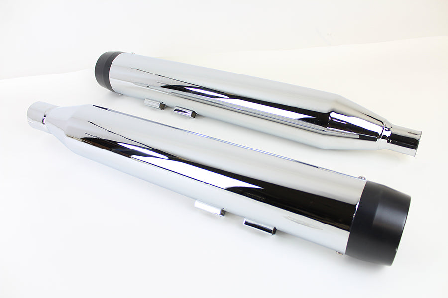 32 inch Chrome Muffler Set with Black Tapered End Tips