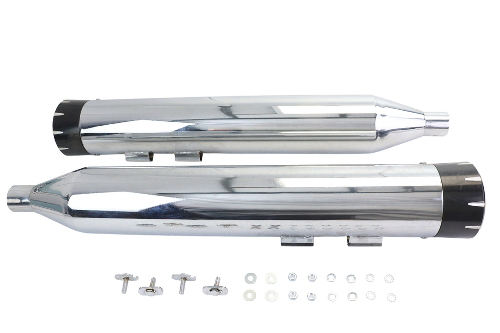 Wyatt Gatling Muffler Set Chrome with Black Dagger Tips