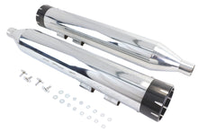 Load image into Gallery viewer, Wyatt Gatling Muffler Set Chrome with Black Dagger Tips