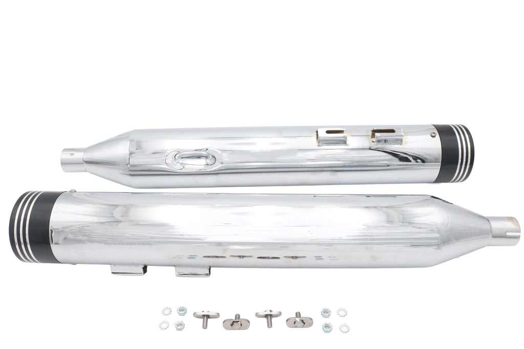 Wyatt Gatling Muffler Set Chrome with Black Saturn Tips