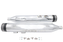Load image into Gallery viewer, Wyatt Gatling Muffler Set Chrome with Black Saturn Tips